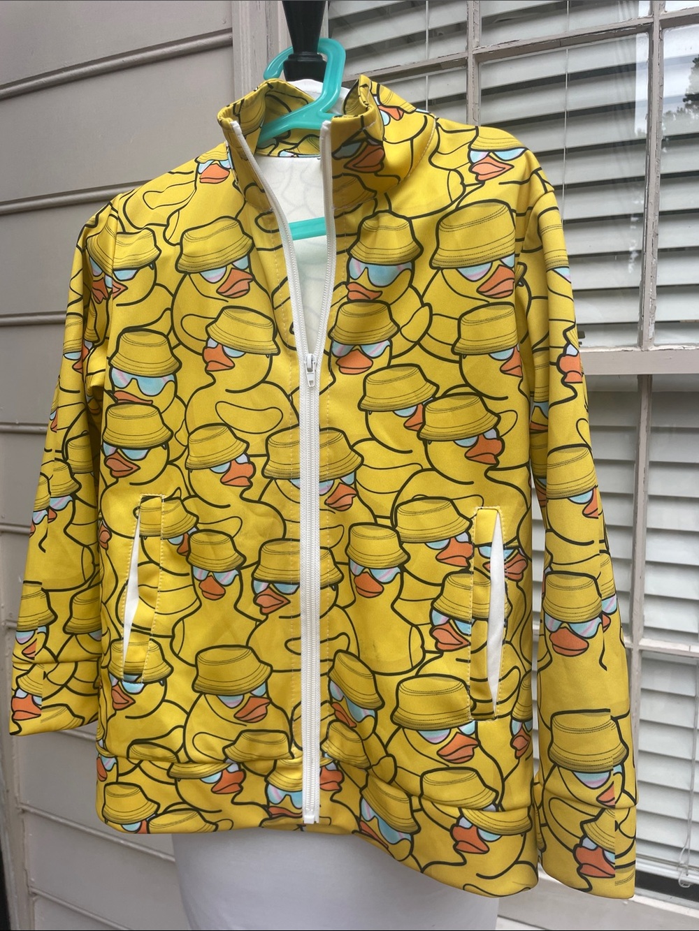 Kids Yellow Duck Print Zip Up Jacket Size 150